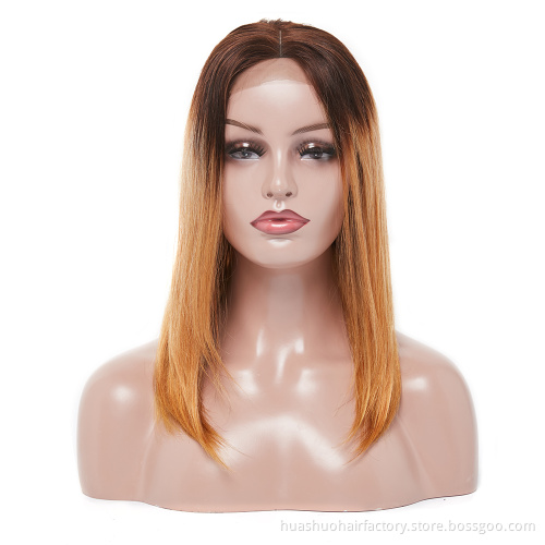 Large in Stock 4 27 Blonde Ombre Pre Plucked Brazilian Bob Lace Front Wig with Baby Hair